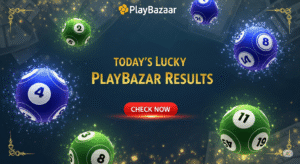 Today's Play Bazaar Satta results banner with glowing lucky numbers and 'Check Now' button